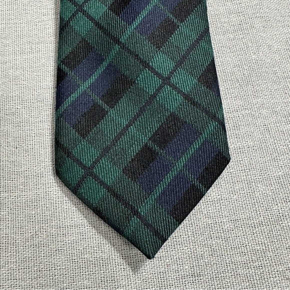 NWT Gant necktie, Blackwatch pattern in wool/silk, pine green colorway, plaid - Picture 5 of 8